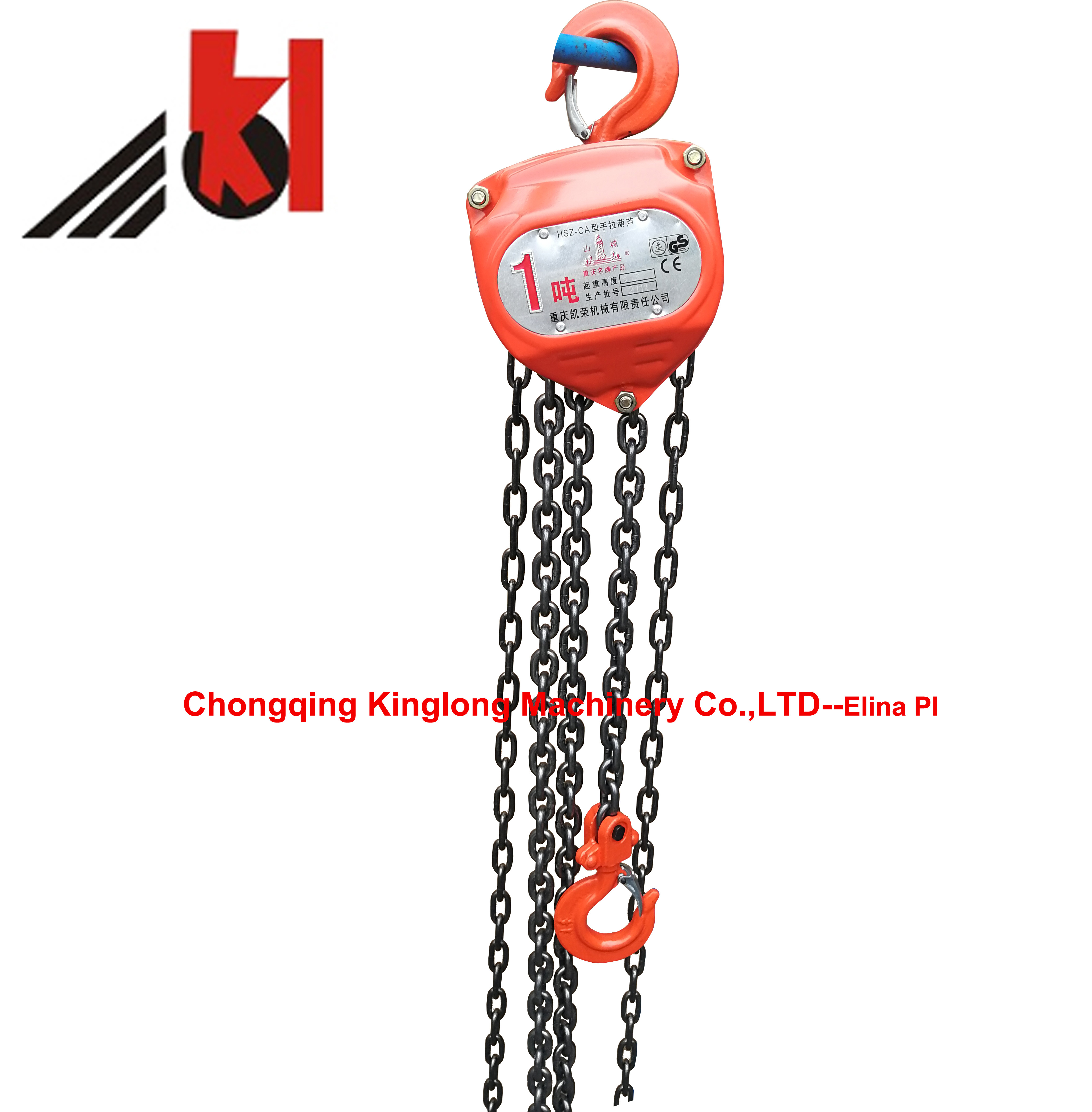 1 Ton*3 M Manual Chain Block Q345B com carga e mão lustradas